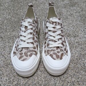Corkys Brown and White Leopard Print Sneakers